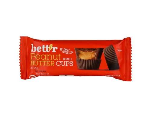 Bett'r Bio, vegán, gluténmentes földimogyorókrémmel töltött csokoládés korongok 39 g