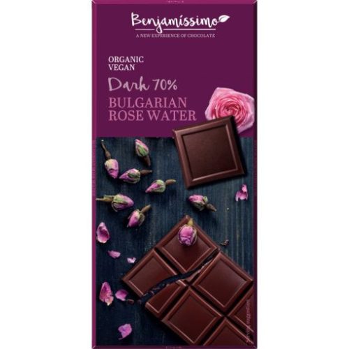 Benjamissimo BIO, vegán 70% étcsokoládé bolgár rózsavízzel 60 g