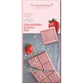   Benjamissimo BIO, vegán fehér csokoládé eperrel és quinoa puffanccsal 60 g