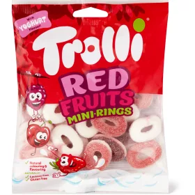   Trolli gluténmentes Piros gyümölcsös gyűrű gumicukor 100 g