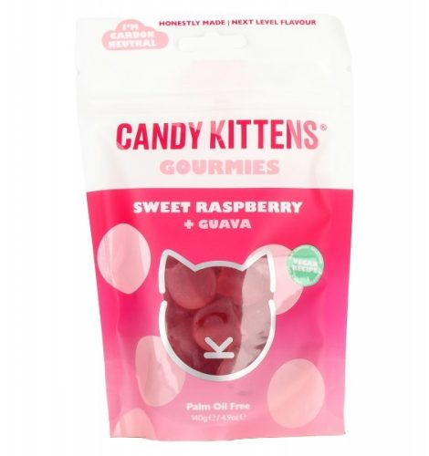 Candy Kittens vegán, gluténmentes Sweet raspberry+guava gumicukor 140 g
