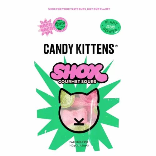 Candy Kittens vegán, gluténmentes savanyú alma és eper gumicukor 140 g