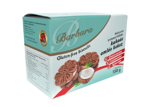 Barbara gluténmentes kókuszos krémmel töltött keksz 150 g