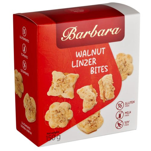Barbara gluténmentes dióval szórt, kajszibarack ízzel töltött linzer 150 g