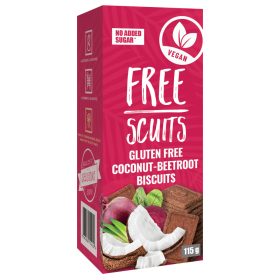  FreeScuits gluténmentes kókuszos-céklás keksz édesítőszerrel 115 g