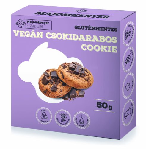 Majomkenyér vegán, gluténmentes csokidarabos cookie 50 g