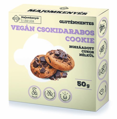Majomkenyér vegán, gluténmentes csokidarabos cookie édesítőszerekkel 50 g