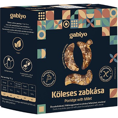 Gabiyo Köleses Zabkása Étcsokoládéval, földimogyoróval és növényi fehérjével 275 g