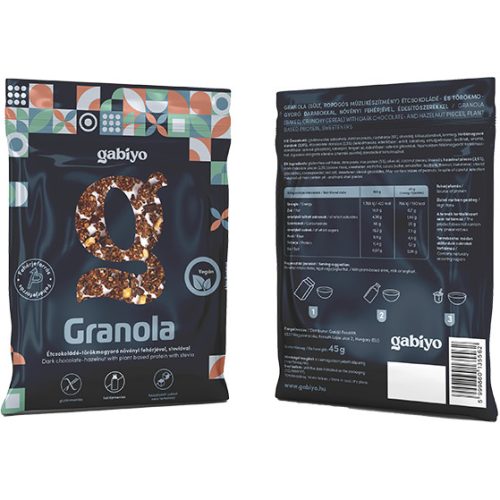 Gluténmentes GabiJó Granola Étcsokoládé-törökmogyoró növényi fehérjével 55 g