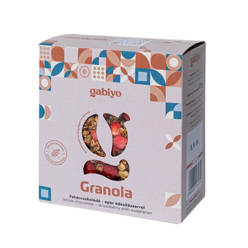 Gabiyo granola fehércsokoládé-eper édesítőszerrel 275 g