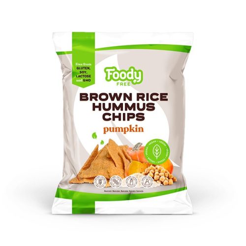 Foody Free vegán, gluténmentes Barna rizs&hummus chips sütőtökkel 50 g