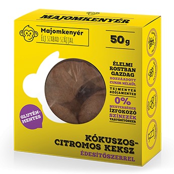 Majomkenyér gluténmentes, hozzáadott cukormentes kókuszos-citromos keksz 50 g