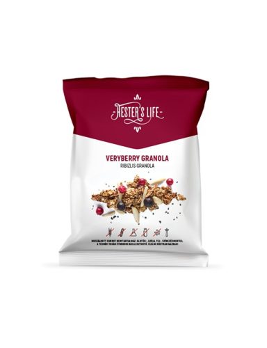 Hester's Life vegán, gluténmentes, hozzáadott cukormentes Veryberry ribizlis granola 60 g