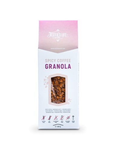 Hester's Life vegán, gluténmentes, hozzáadott cukormentes Spicy Coffee kávés granola 320g