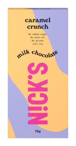 Nick's gluténmentes, hozzáadott cukor nélkül táblás csoki - karamella darabokkal 75 g