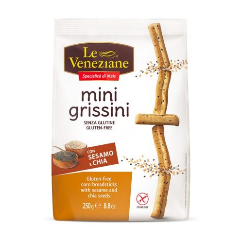 Le Veneziane gluténmentes szezám- és chiamagos mini grissini 250 g