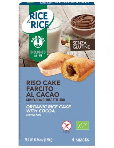 Rice&Rice Bio, gluténmentes csokival töltött sütemény 180 g