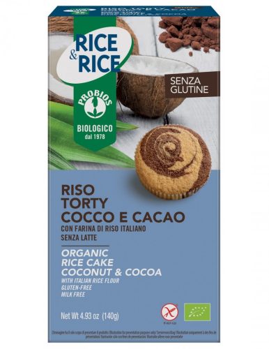 Rice&Rice Bio, gluténmentes sütemény kókusszal és kakaóval 140 g