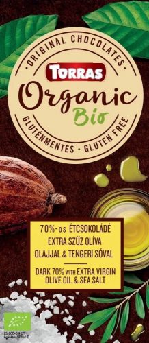 Torras BIO 70%-os étcsokoládé extra szűz olíva olajjal és tengeri sóval étcsokoládé 100 g
