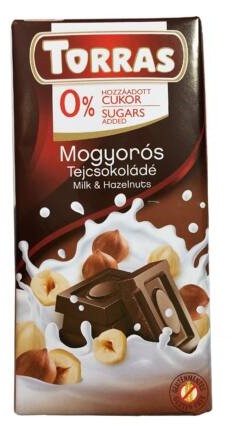 Torras Mogyorós tejcsokoládé hozzáadott cukor nélkül 75 g
