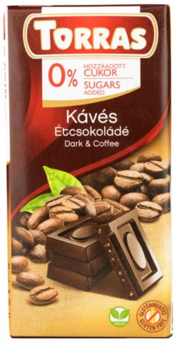Torras Kávés étcsokoládé hozzáadott cukor nélkül 75 g
