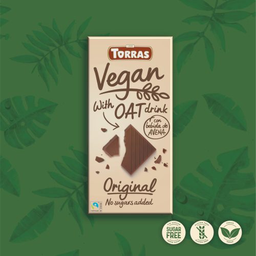 Torras vegán csokoládé édesítőszerrel, zabkivonattal és mogyorópasztával 100 g