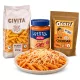 Civita gluténmentes penne 450 g + Barilla gluténmentes Pesto Rosso 200 g + Oosty Cheddar ízű növényi alap mix 332 g csomag