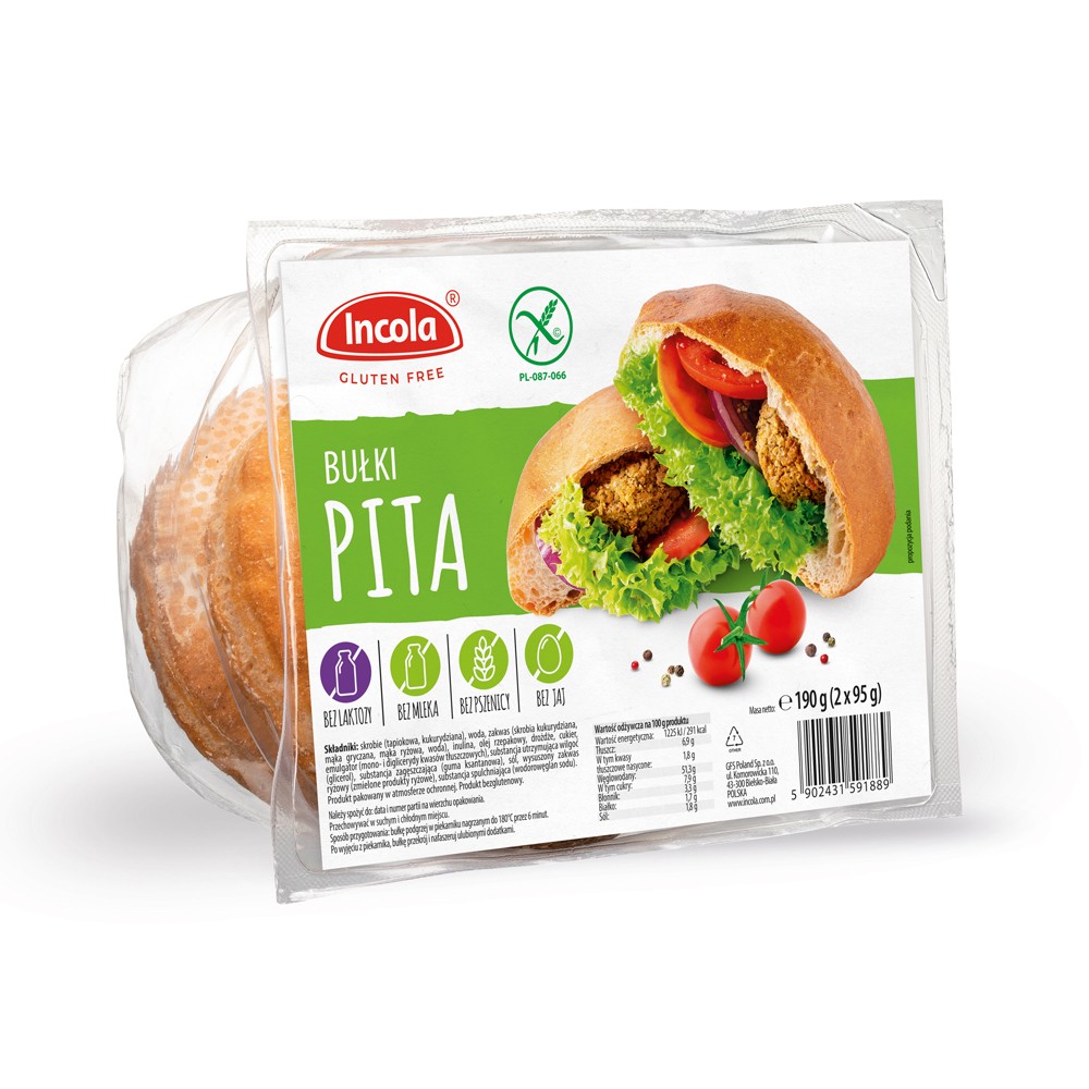 Incola vegán, gluténmentes pita kenyér 190 g