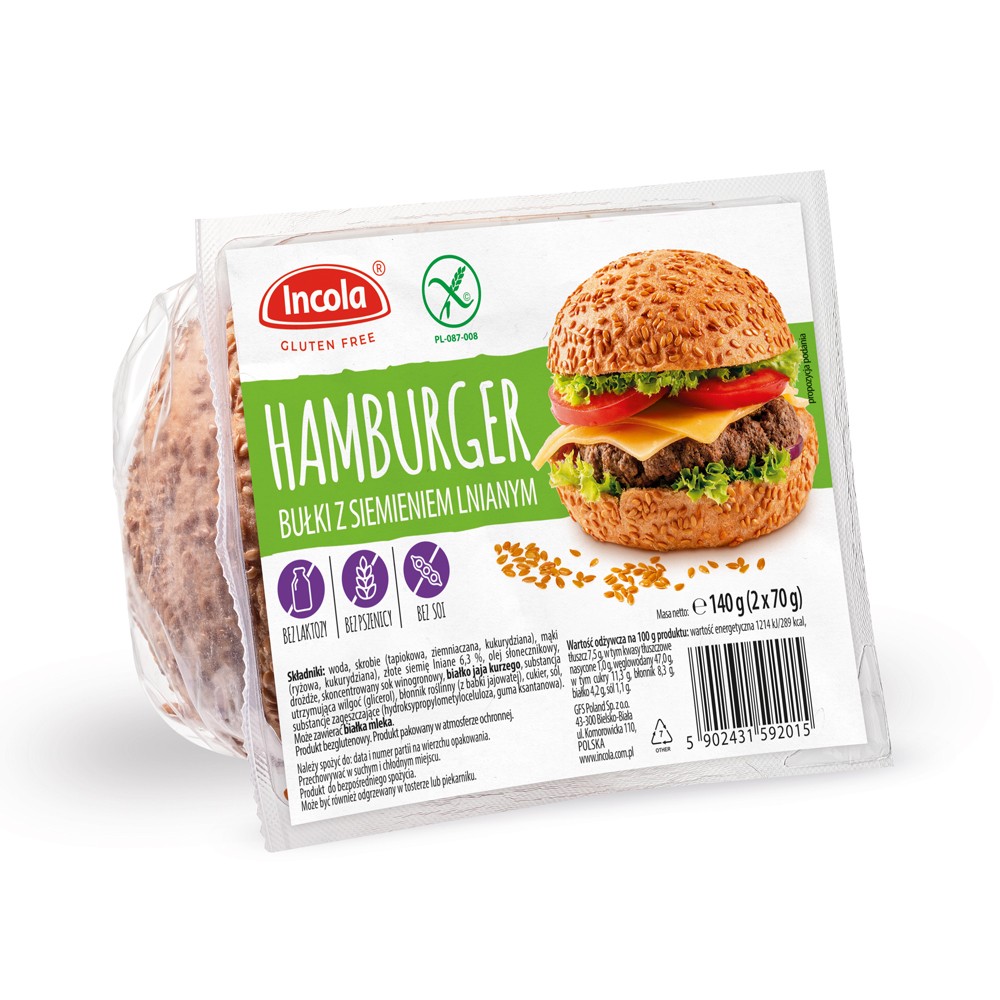 Incola gluténmentes hamburgerzsemle 140 g