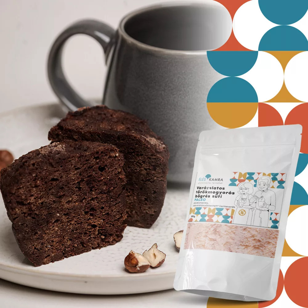 Éléskamra gluténmentes Varázslatos törökmogyorós bögrés süti szénhidrát csökkentett lisztkeverék 50 