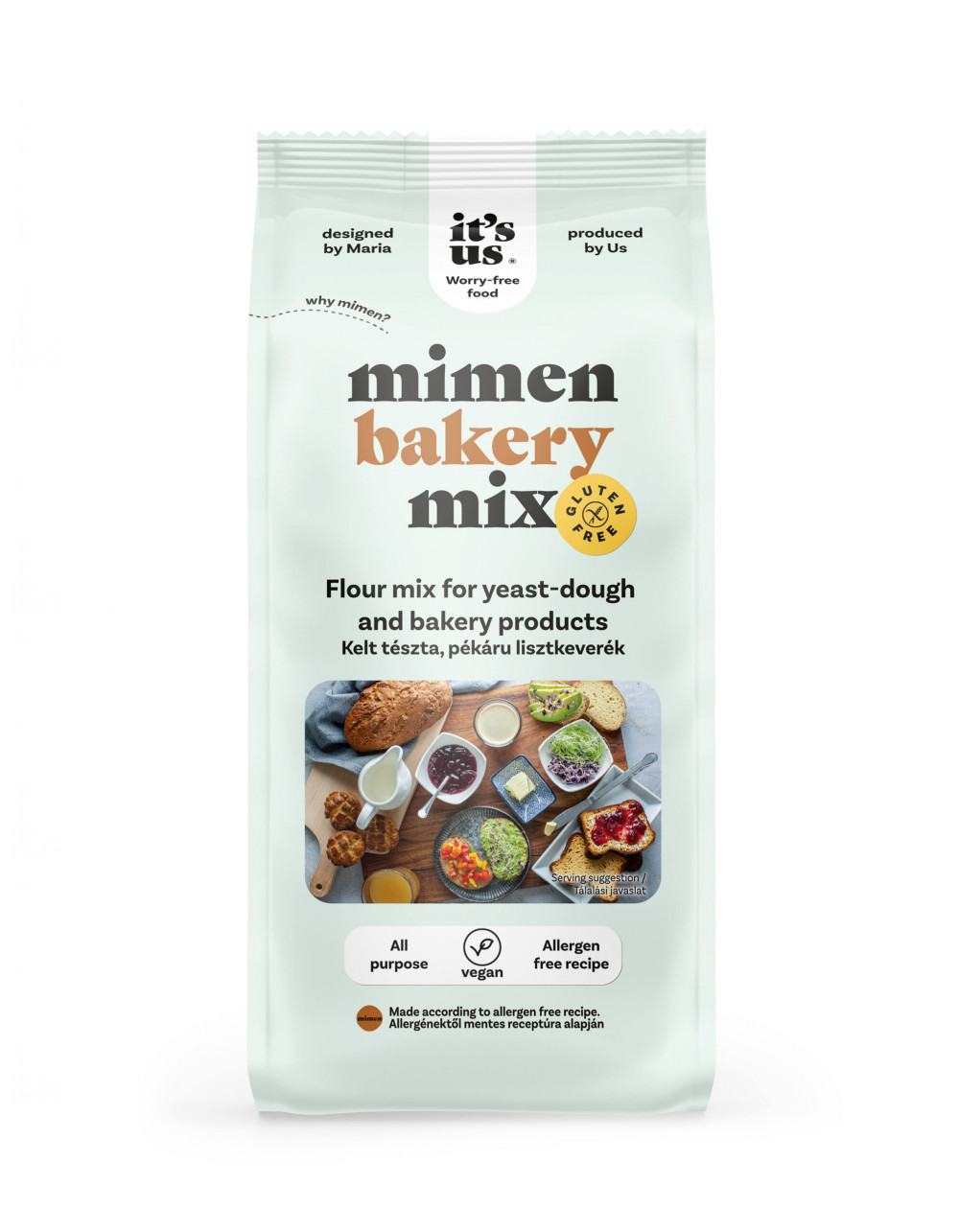 Mimen Bakery mix - gluténmentes lisztkeverék kelt tésztához, pékáruhoz 500 g
