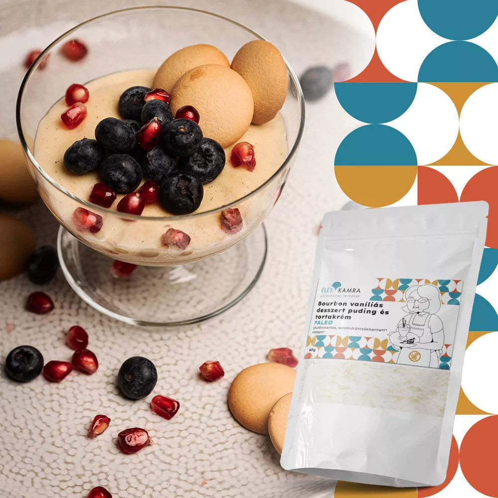 Éléskamra vegán, gluténmentes bourbon vaníliás krémpuding és tortakrém por szénhidrát csökkentett 60