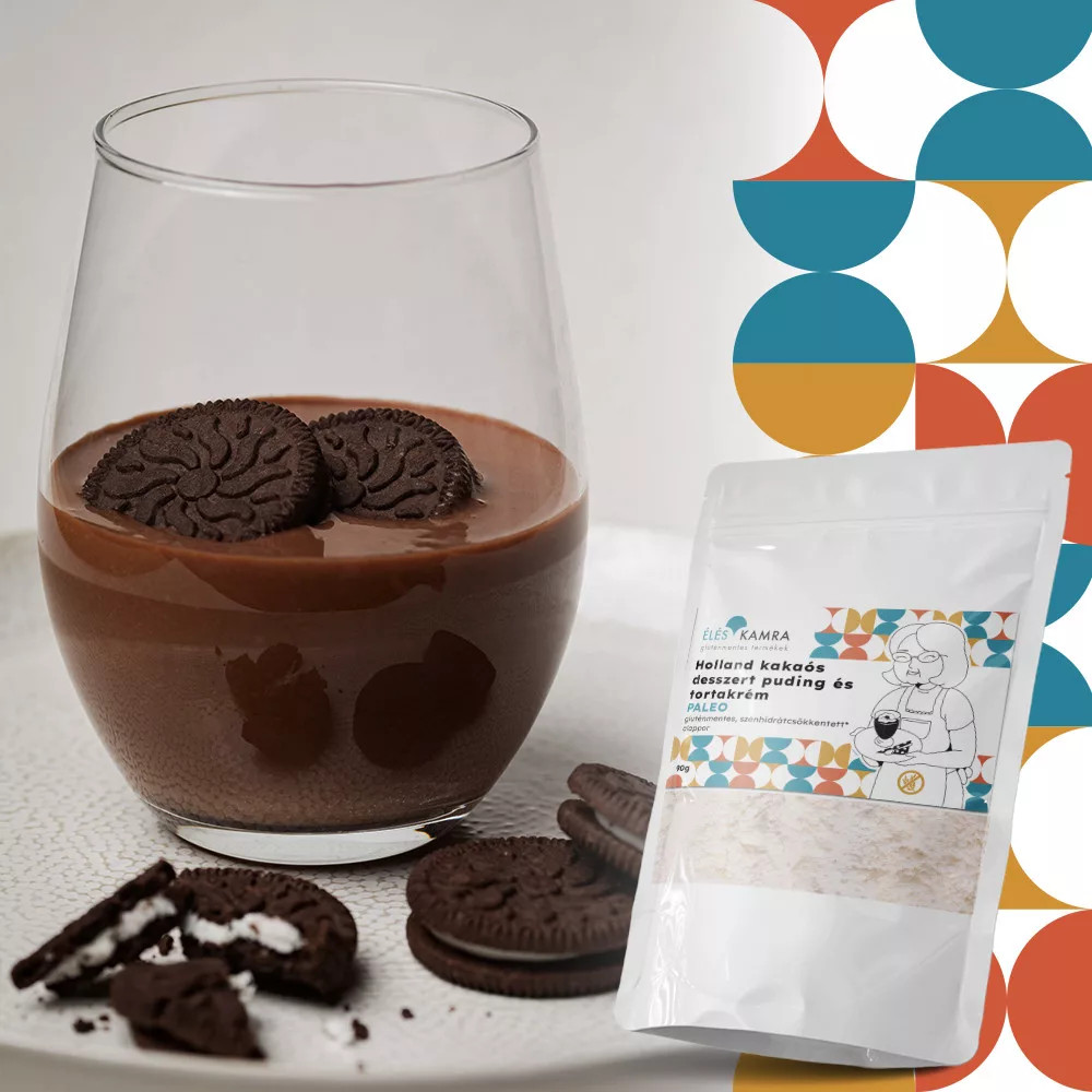 Éléskamra vegán, gluténmentes, szénhidrát csökkentett Holland kakaós desszert puding és tortakrém al