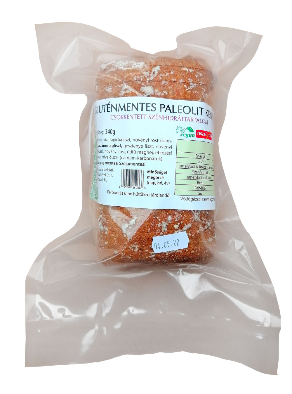 Tiszta Ízek gluténmentes, szénhidrát-csökkentett Paleo kenyér 340 g