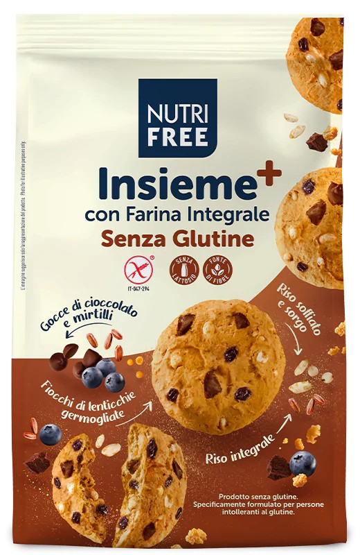 Nutri Free gluténmentes Insieme+ keksz - puffasztott rizzsel, csíráztatott lencsével és áfonyával 25