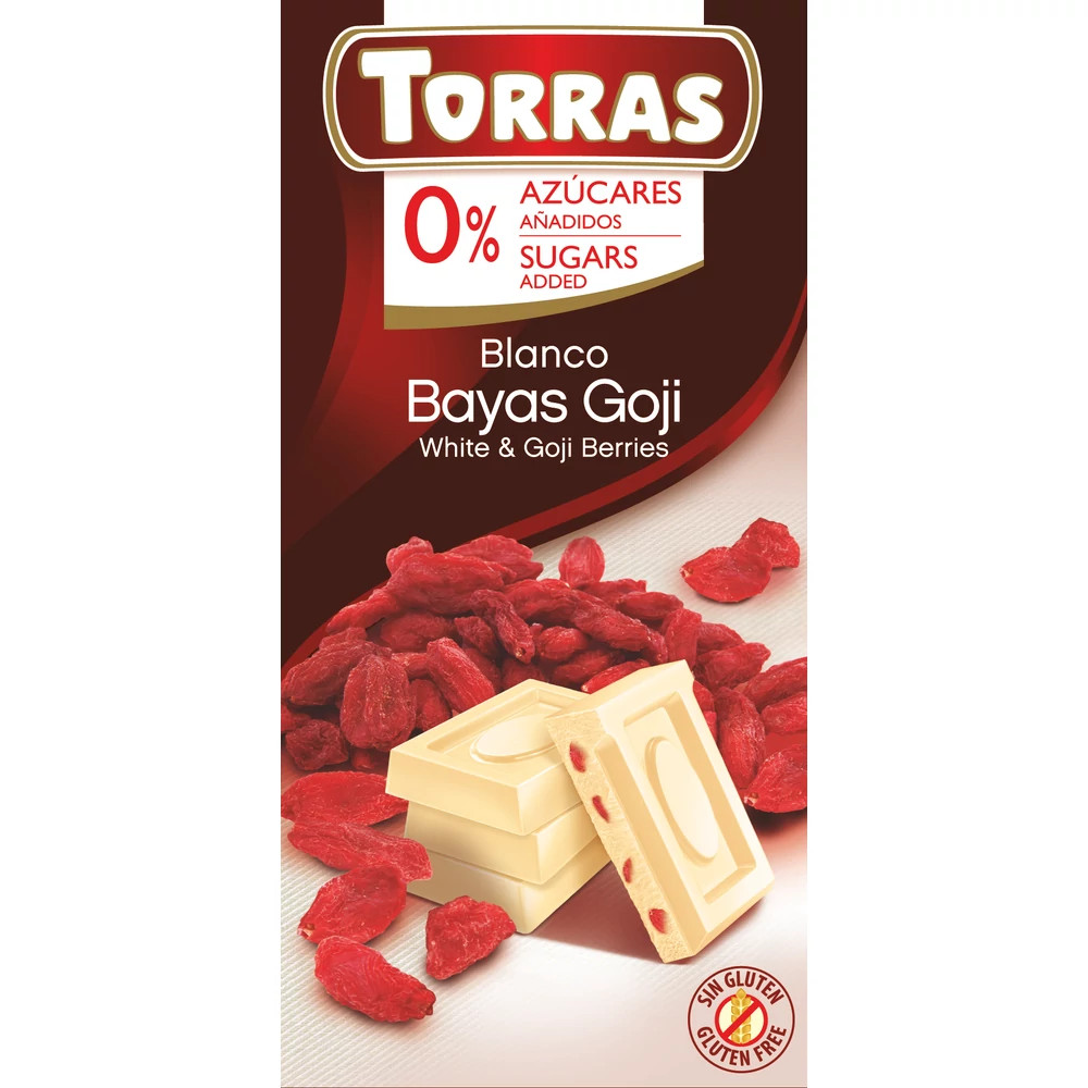Torras Goji bogyós fehércsokoládé hozzáadott cukor nélkül 75 g