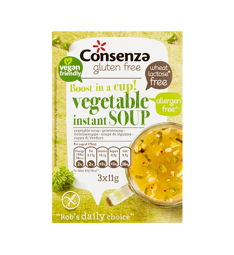 Consenza vegán, gluténmentes instant zöldségleves 33 g