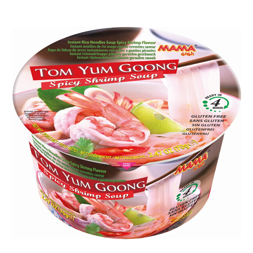 Mama gluténmentes instant Tom yum rizstészta garnélarákkal 70 g